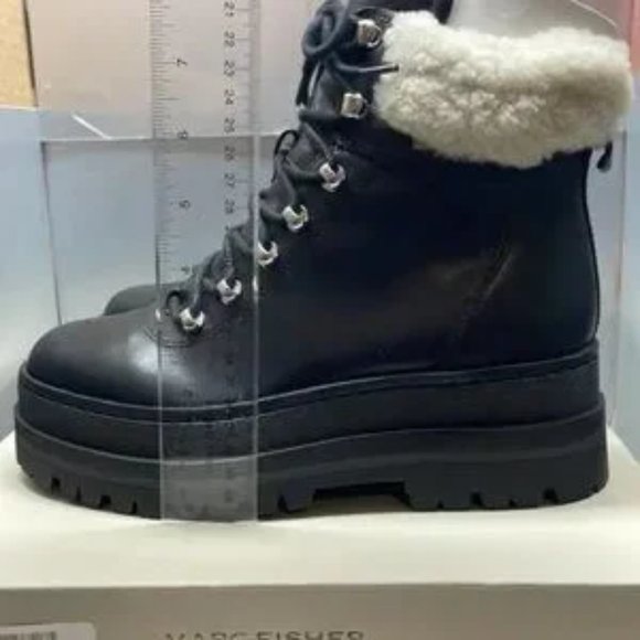 BNIB Marc Fisher Pierson Hiking/Moto Platform Warm Faux fur Boot Black - Picture 5 of 7